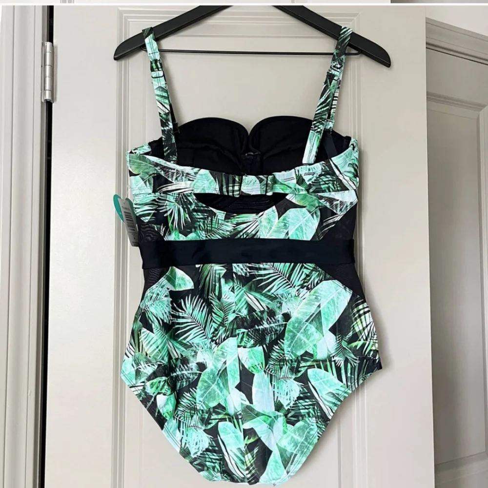 Torrid Palm Tropical Swimsuit Cutout One Piece Contour Retro Plus Vixen 2X - Picture 7 of 7